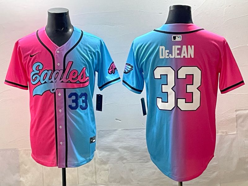 Men 2025 Philadelphia Eagles 33 Dejean Blue pink Nike Limited NFL Jersey style 05